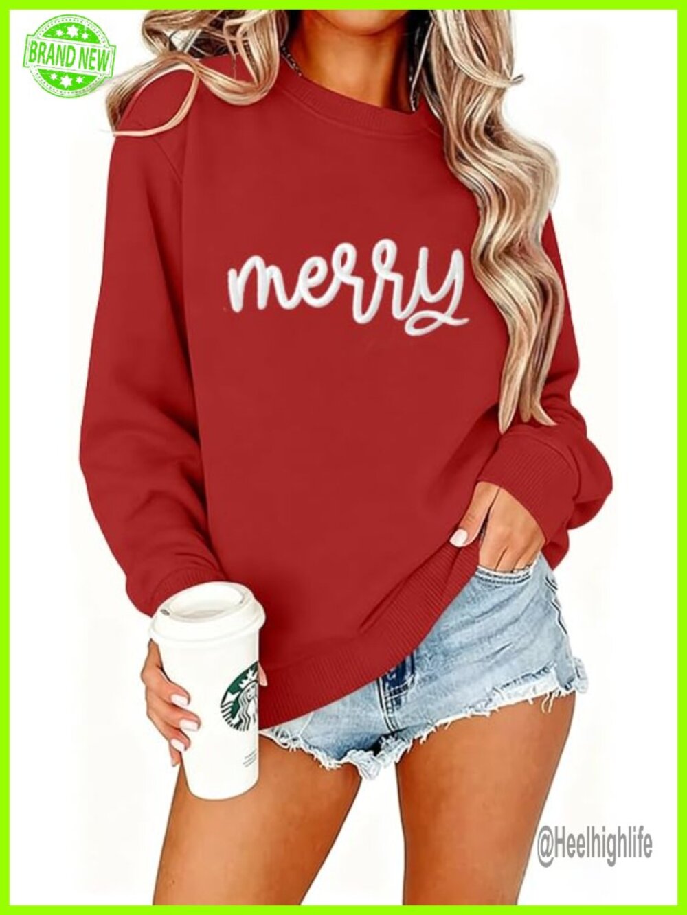 Women Crewneck Embroidered Christmas Sweatshirt Pullover